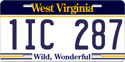WV license plate 1IC287