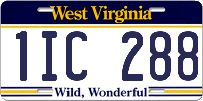 WV license plate 1IC288