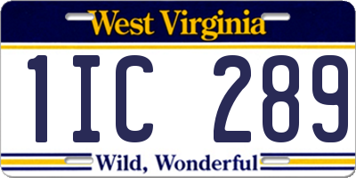 WV license plate 1IC289