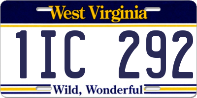 WV license plate 1IC292