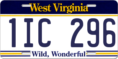 WV license plate 1IC296