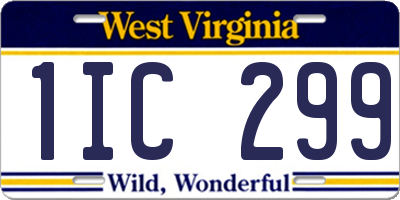 WV license plate 1IC299