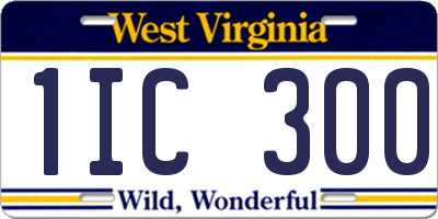 WV license plate 1IC300
