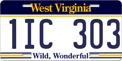 WV license plate 1IC303