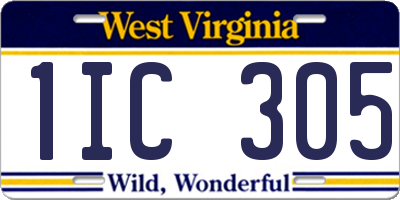 WV license plate 1IC305