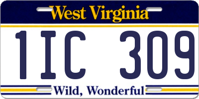 WV license plate 1IC309