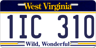 WV license plate 1IC310