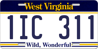 WV license plate 1IC311