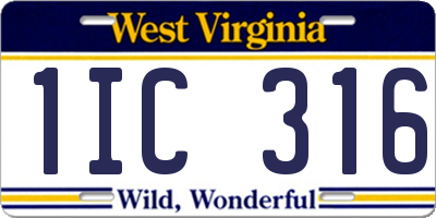 WV license plate 1IC316