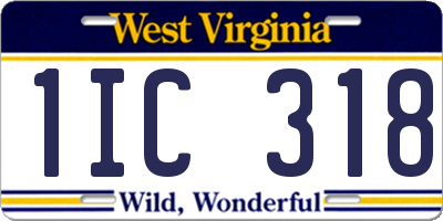 WV license plate 1IC318