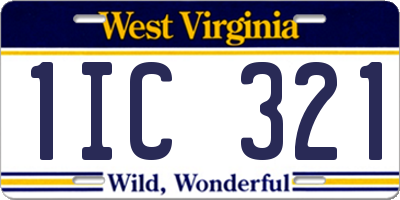 WV license plate 1IC321