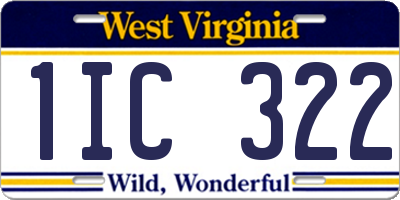 WV license plate 1IC322