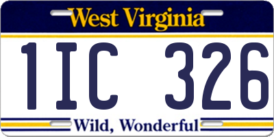 WV license plate 1IC326