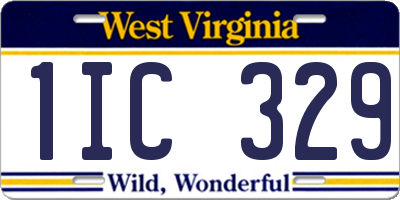 WV license plate 1IC329