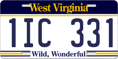 WV license plate 1IC331