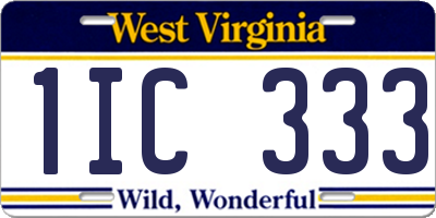WV license plate 1IC333