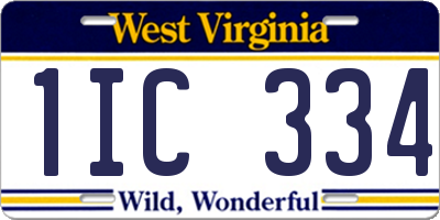 WV license plate 1IC334