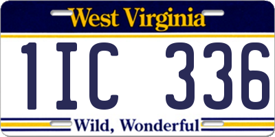 WV license plate 1IC336