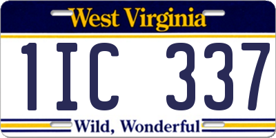 WV license plate 1IC337