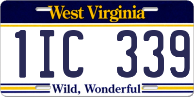 WV license plate 1IC339