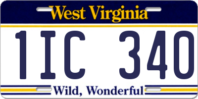 WV license plate 1IC340