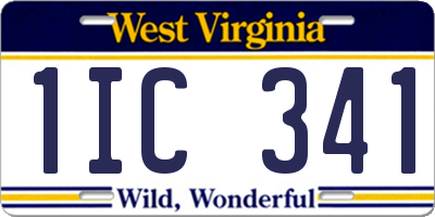 WV license plate 1IC341