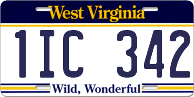 WV license plate 1IC342