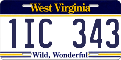 WV license plate 1IC343