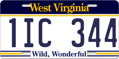 WV license plate 1IC344
