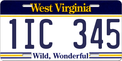 WV license plate 1IC345