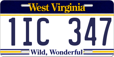WV license plate 1IC347