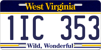 WV license plate 1IC353