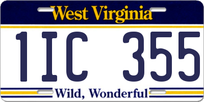 WV license plate 1IC355