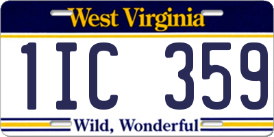 WV license plate 1IC359