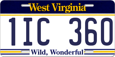 WV license plate 1IC360