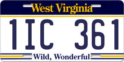 WV license plate 1IC361