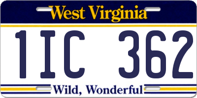 WV license plate 1IC362