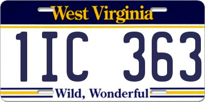 WV license plate 1IC363