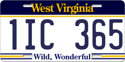 WV license plate 1IC365