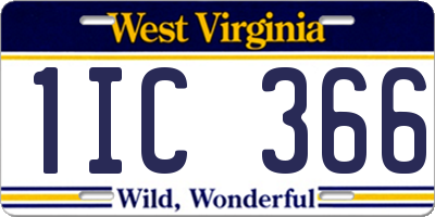 WV license plate 1IC366