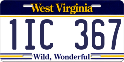 WV license plate 1IC367