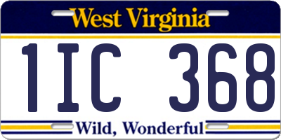 WV license plate 1IC368