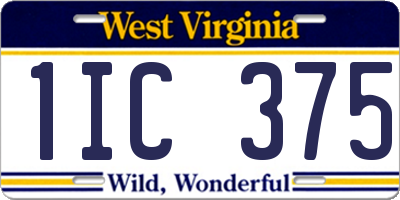 WV license plate 1IC375