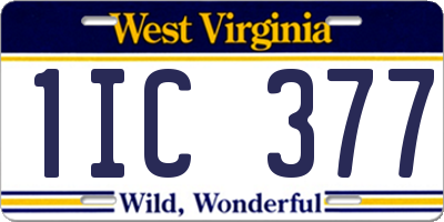 WV license plate 1IC377