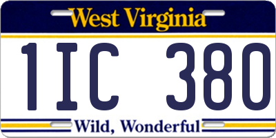 WV license plate 1IC380