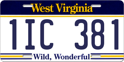 WV license plate 1IC381