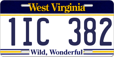 WV license plate 1IC382