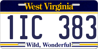 WV license plate 1IC383