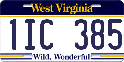 WV license plate 1IC385