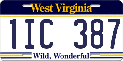 WV license plate 1IC387